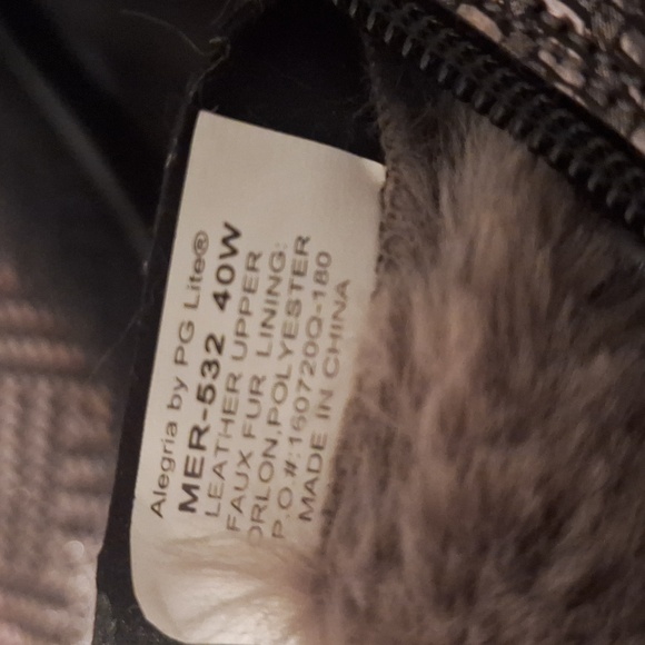 Alegria Meri Pewter Dazzle faux fur lined booties boots size 40W - Picture 6 of 7